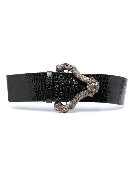  Gianfranco Ferré Pre-owned Cintura In Pelle Effetto Coccodrillo Goffrato Con Fibbia Anni 2000 - Nero 