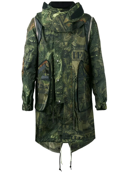  Givenchy Giacca Stampata Con Cappuccio - Verde 