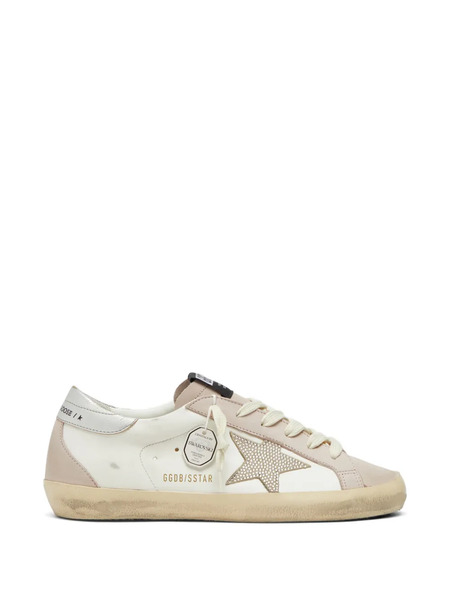  Golden Goose Borsa A Spalla Super Star Con Tomaia In Nabuk, Stella In Pelle Scamosciata E Cristalli - Bianco 