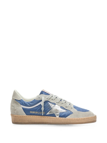  Golden Goose Borsa Tote Ball Star In Nylon Blu Denim Con Inserti Grigi In Pelle Scamosciata E Stella In Pelle Metallizzata Color Argento 