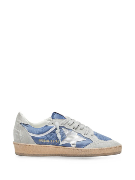  Golden Goose Borsa Tote Ball Star In Nylon Blu Denim Con Inserti Grigi In Pelle Scamosciata E Stella In Pelle Metallizzata Color Argento 