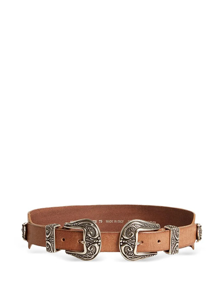  Golden Goose Double-buckle Leather Belt - Marrone 
