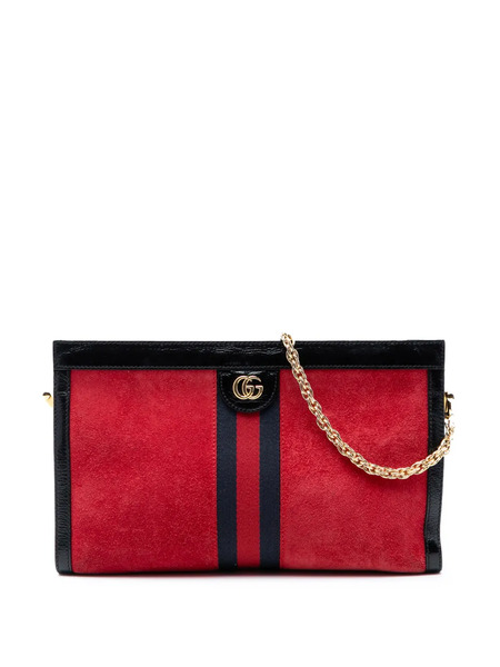  Gucci Pre-owned Borsa A Spalla Ophidia Media In Pelle Scamosciata Con Decorazione Web E Catena 2016-2026 - Nero 