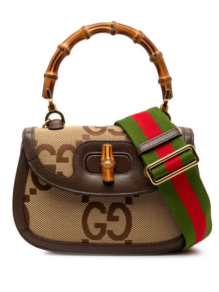  Gucci Pre-owned Borsa A Tracolla Bamboo 1947 Piccola In Tela Jumbo Gg Con Manico 2000-2015 - Toni Neutri 