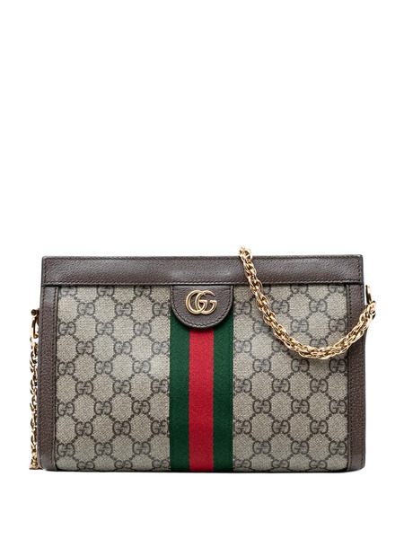  Gucci Pre-owned Borsa A Tracolla Ophidia Piccola In Tessuto Gg Supreme Con Decorazione Web E Catena 2016-2026 - Toni Neutri 