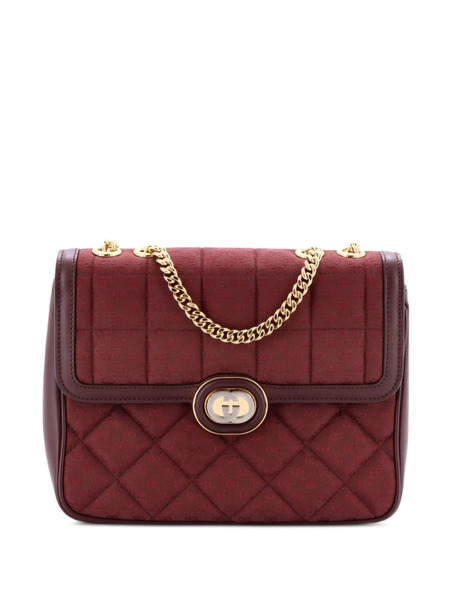  Gucci Pre-owned Deco Chain Flap Bag Mixed Quilt Mini Gg Canvas And Leather Small Shoulder Bag - Rosso 