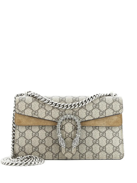  Gucci Pre-owned Dionysus Bag Gg Coated Canvas With Crystal Embellished Metal Small Shoulder Bag - Marrone 