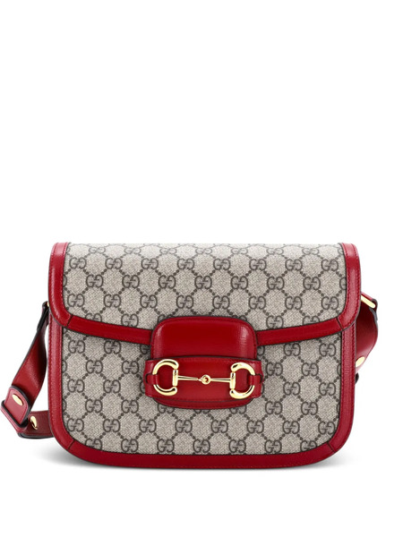  Gucci Pre-owned Horsebit 1955 Shoulder Bag Gg Coated Canvas With Leather Small Crossbody Bag - Toni Neutri 