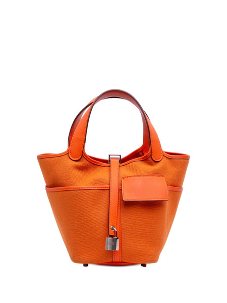  Hermès Pre-owned Borsa A Mano Cargo Picotin Lock 18 In Tela Toile Goeland E Pelle Swift 2023 - Arancione 
