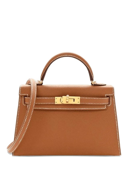  Hermès Pre-owned Borsa A Mano Gold Mini Kelly Sellier 20 In Pelle Epsom Con Elementi Oro 2025 - Marrone 