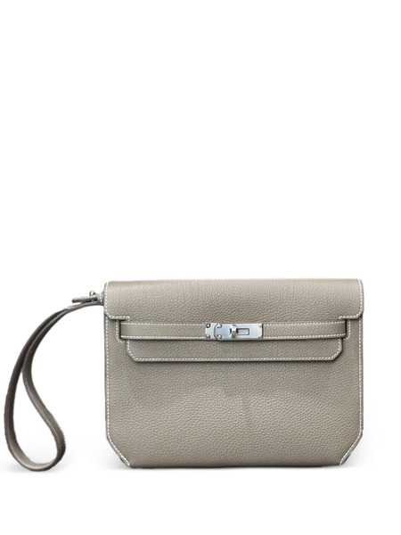  Hermès Pre-owned Clutch Kelly Depeches 25 Etoupe In Pelle Togo Con Elementi Palladio 2024 - Toni Neutri 