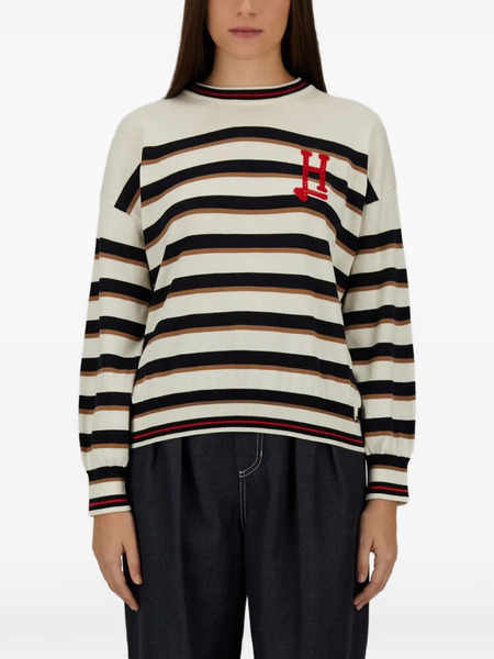  Herno Maglione In Cotone A Righe - Bianco 