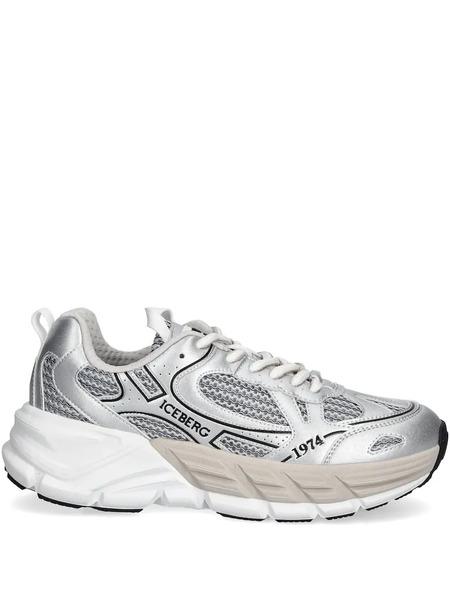  Iceberg Sneakers Icb One Con Inserti In Rete - Argento 
