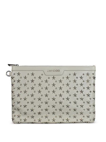  Jimmy Choo Clutch In Pelle Goffrata - Grigio 