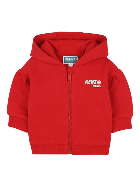  Kenzo Kids Felpa Con Cappuccio E Zip - Rosso 