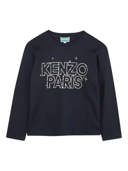  Kenzo Kids Top A Maniche Lunghe Con Logo - Blu 