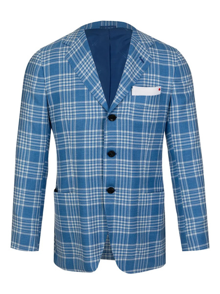  Kiton Blazer A Quadri - Blu 