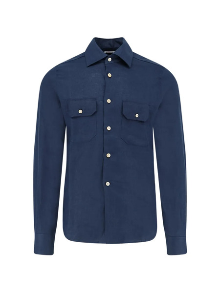  Kiton Camicia Con Tasca - Blu 