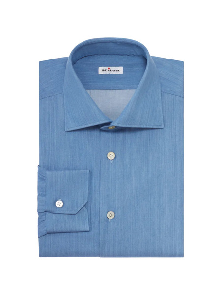  Kiton Camicia In Cotone - Blu 