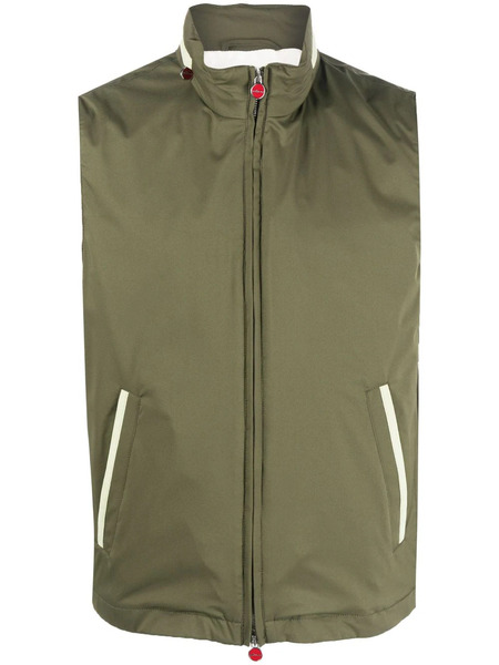  Kiton Gilet Leggero Con Zip - Verde 