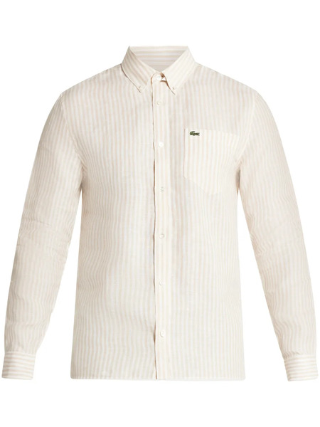  Lacoste Camicia A Righe - Bianco 