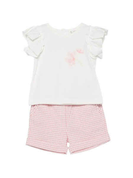  Lalalu Set T-shirt E Shorts A Quadretti - Bianco 