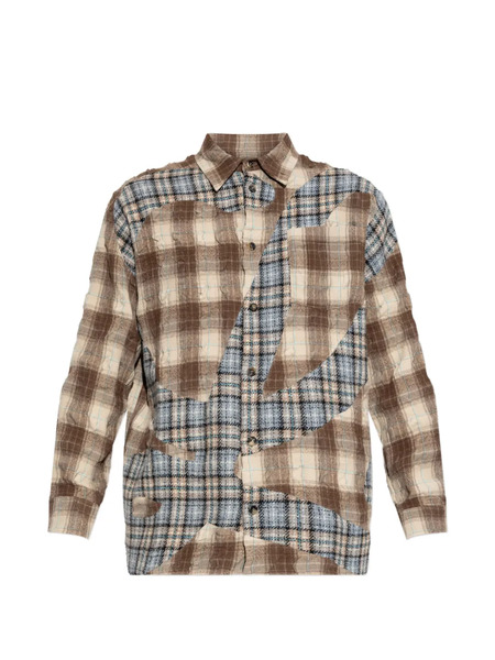  Loewe Camicia Con Design Patchwork - Marrone 