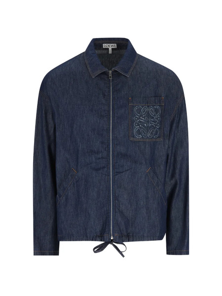  Loewe Logo-patch Drawstring Denim Jacket - Blu 