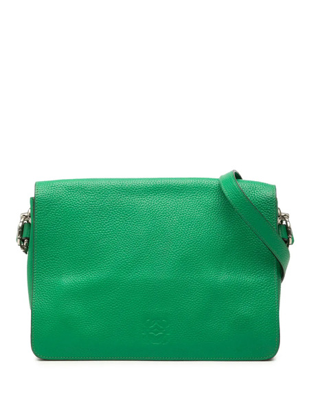  Loewe Pre-owned Borsa A Tracolla In Pelle Di Vitello Con Battente E Motivo Anagram 2010-2025 - Verde 