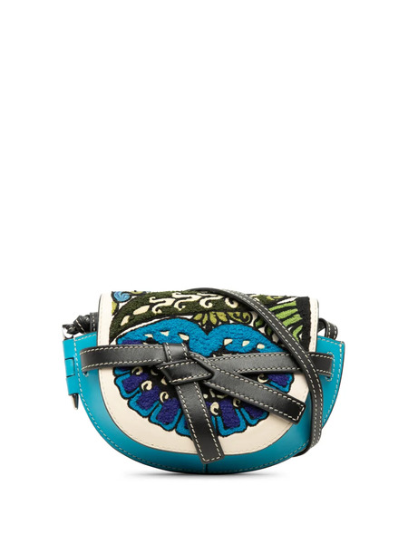  Loewe Pre-owned Borsa A Tracolla William De Morgan Piccola In Pelle Con Ricamo Floral Gate 2019 - Blu 