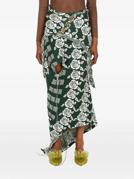  Louise Lyngh Bjerregaard Gonna Midi A Fiori - Verde 