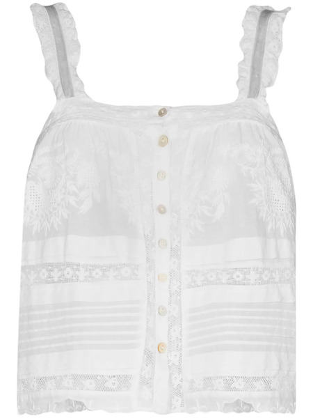  Loveshackfancy Top Sully Crop - Bianco 