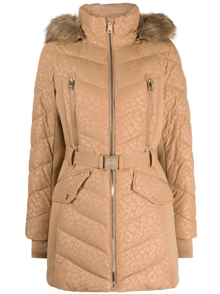  Michael Michael Kors Parka Imbottito Leopardato - Marrone 