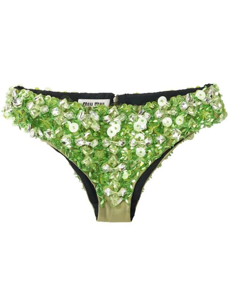  Miu Miu Slip In Seta Con Ricamo - Verde 
