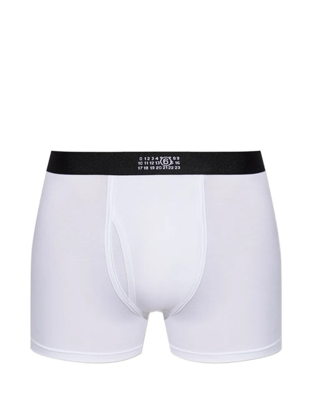  Mm6 Maison Margiela Boxer Con Banda Logo - Bianco 