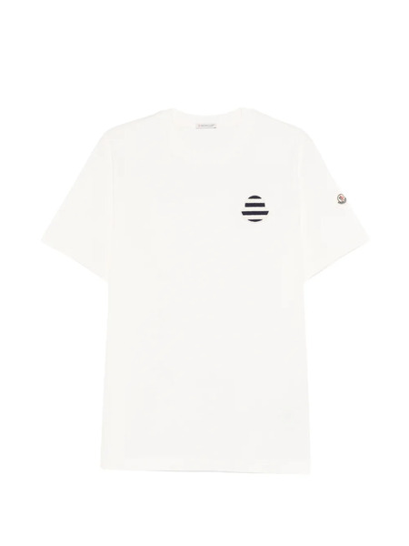  Moncler T-shirt Con Logo A Righe - Toni Neutri 