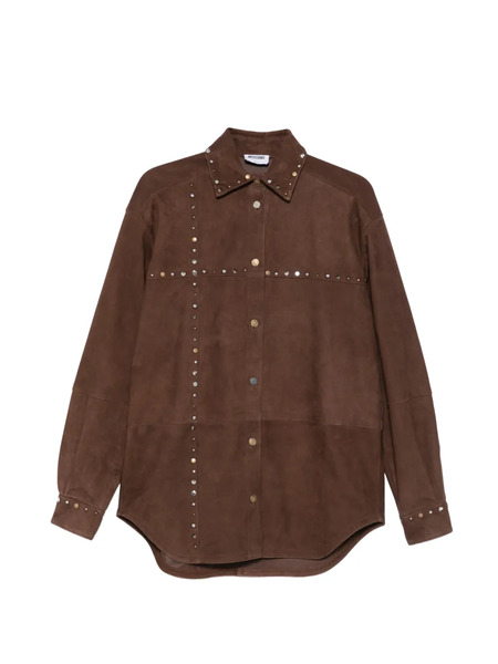  Moschino Camicia In Pelle Scamosciata Con Borchie - Marrone 