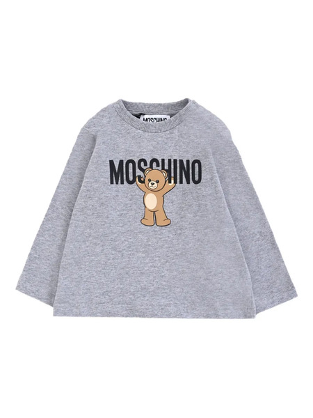  Moschino Kids T-shirt A Maniche Lunghe Con Stampa Teddy - Grigio 