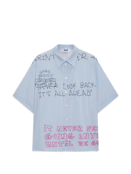  Msgm Camicia A Righe - Blu 