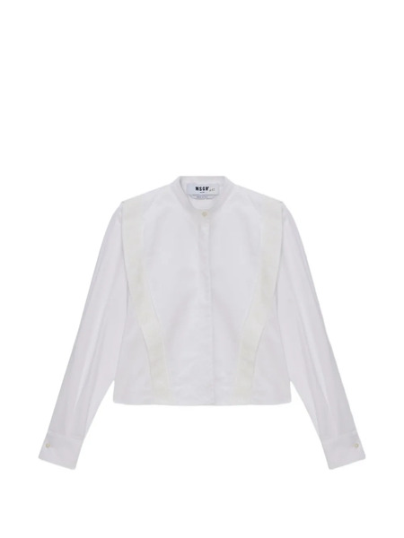  Msgm Camicia Con Inserti In Pizzo - Bianco 