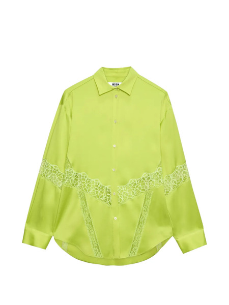  Msgm Camicia Con Inserti In Pizzo - Verde 