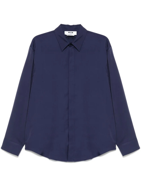  Msgm Camicia Con Ricamo - Blu 