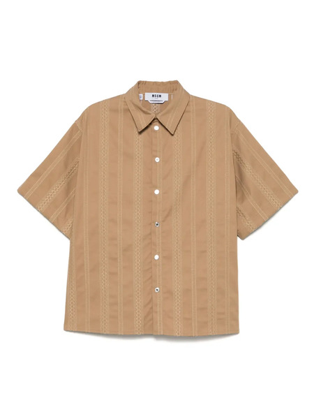  Msgm Camicia Con Ricamo - Marrone 