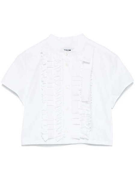  Msgm Camicia Con Ruches - Bianco 