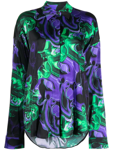  Msgm Camicia Con Stampa Grafica - Viola 