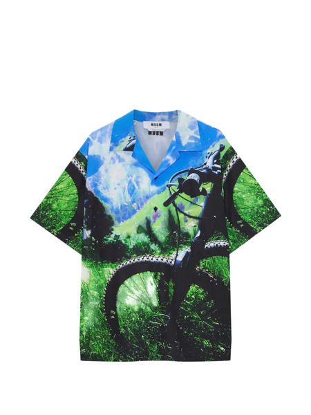  Msgm Camicia Con Stampa - Verde 