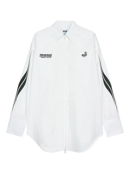  Msgm Camicia Con Zip - Bianco 