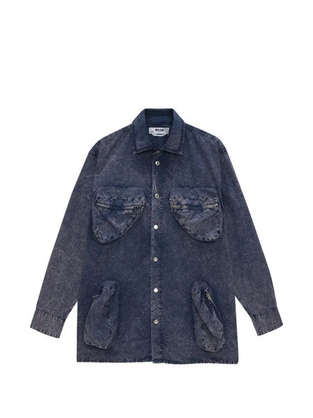  Msgm Camicia Con Zip - Blu 