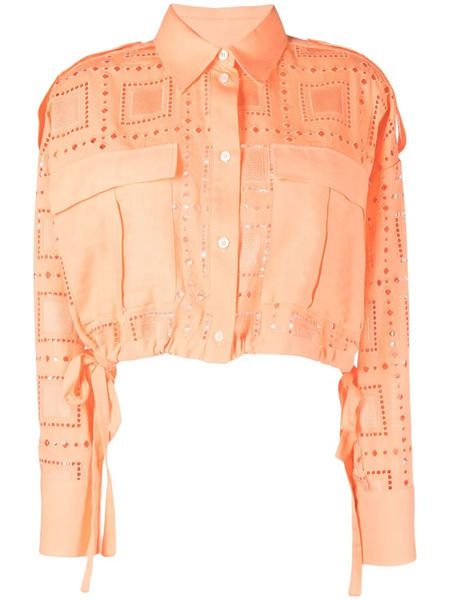  Msgm Camicia Crop - Arancione 