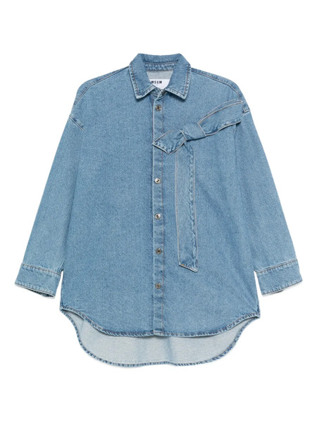  Msgm Camicia Denim Con Fiocco - Blu 
